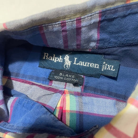 Ralph‎ Lauren XL Plaid Long Sleeve Blake Button Up 100% Cotton Blue Green Red - Picture 2 of 5